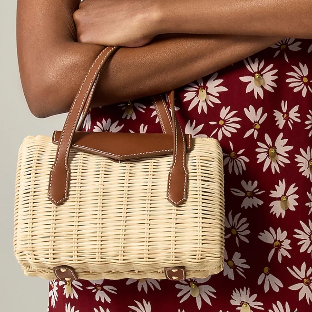 J Crew Rattan Top Handle Bag Small NWT